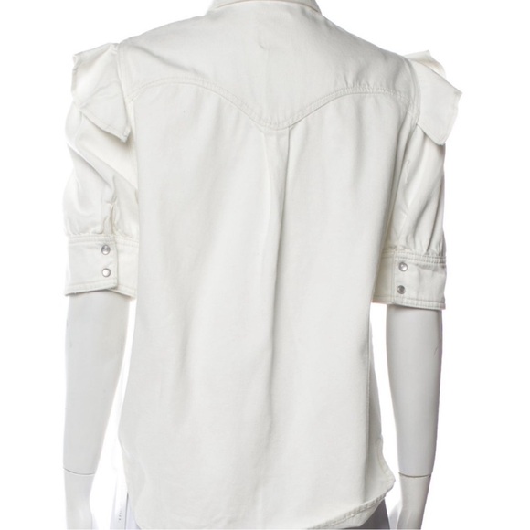 Zadig Voltaire white denim Jacket button down shirt Top L - Picture 4 of 10
